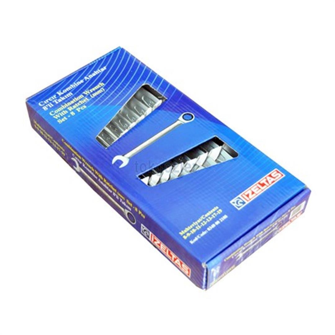 İzeltaş 0340 Cırcır Kombine Anahtar Takımı - 8'Li Set