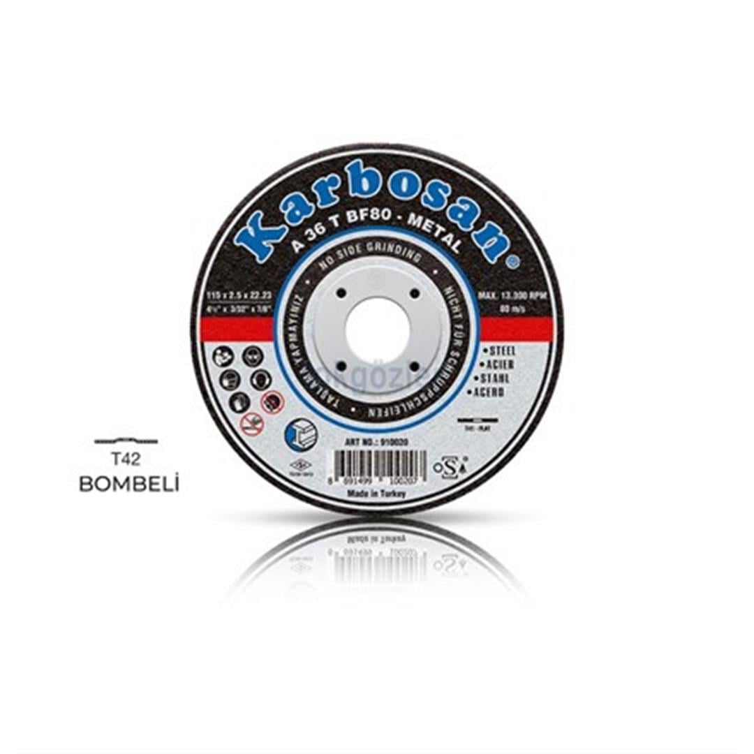 Karbosan 230x3.0x22.23 NK Metal Standart Bombeli Kesme Diski 910100 (A 36 T BF80)