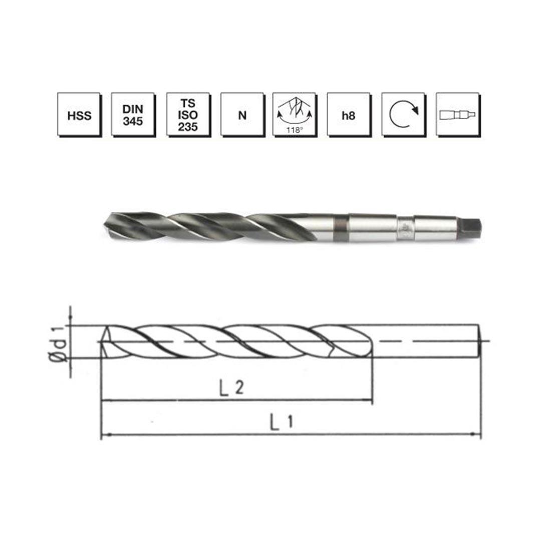 MTE Makina Takım 19.5 mm HSS DIN 345 Mors Konik Saplı Matkap Ucu - B00007401950
