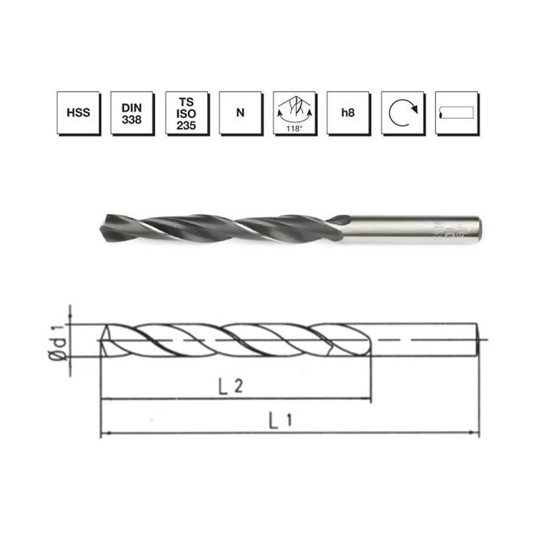 MTE Makina Takım 5.8 mm HSS DIN 338 Silindirik Saplı Matkap Ucu Haddeli - B00000010580