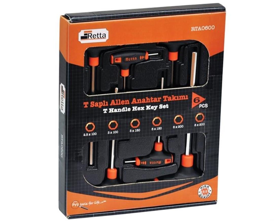 Retta 6 PCS T Saplı Allen Anahtar Takımı RTA0600