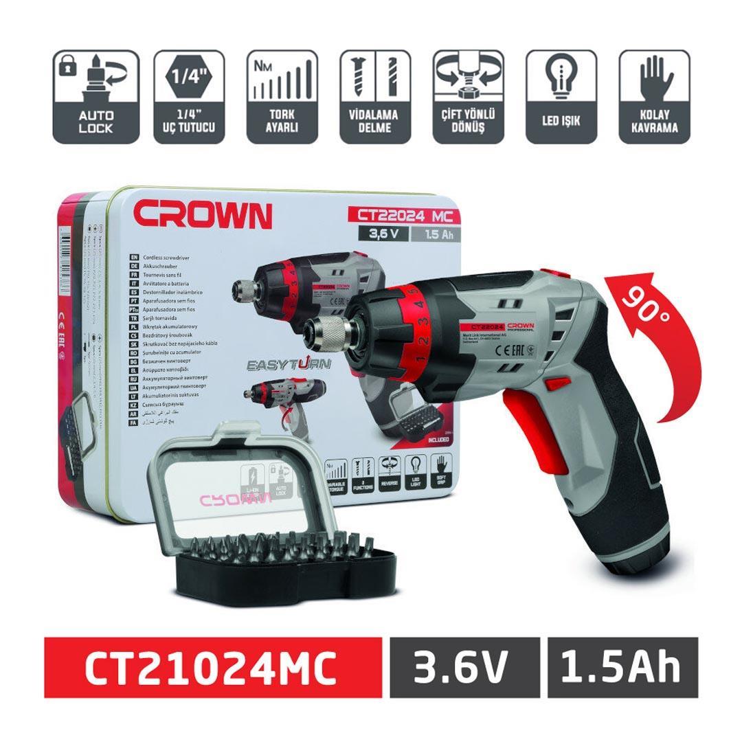Crown CT22024 MC 3.6 V 1.5 Ah Akülü Vidalama Makinesi (Bits Ucu Aksesuar  Setli) Fiyatı