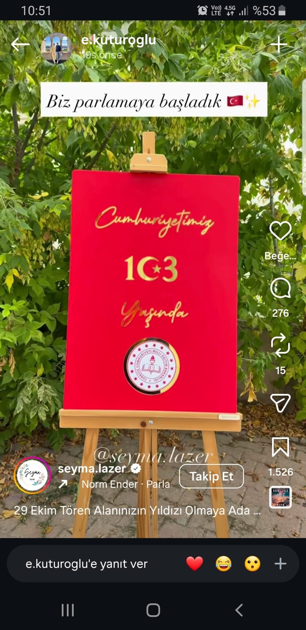 YAŞASIN CUMHURİYET Mdf yazı