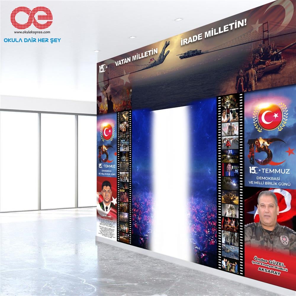 3D 15 TEMMUZ SİLİNEBİLİR ÖZEL ÖLÇÜ DUVAR KAĞIDI 
