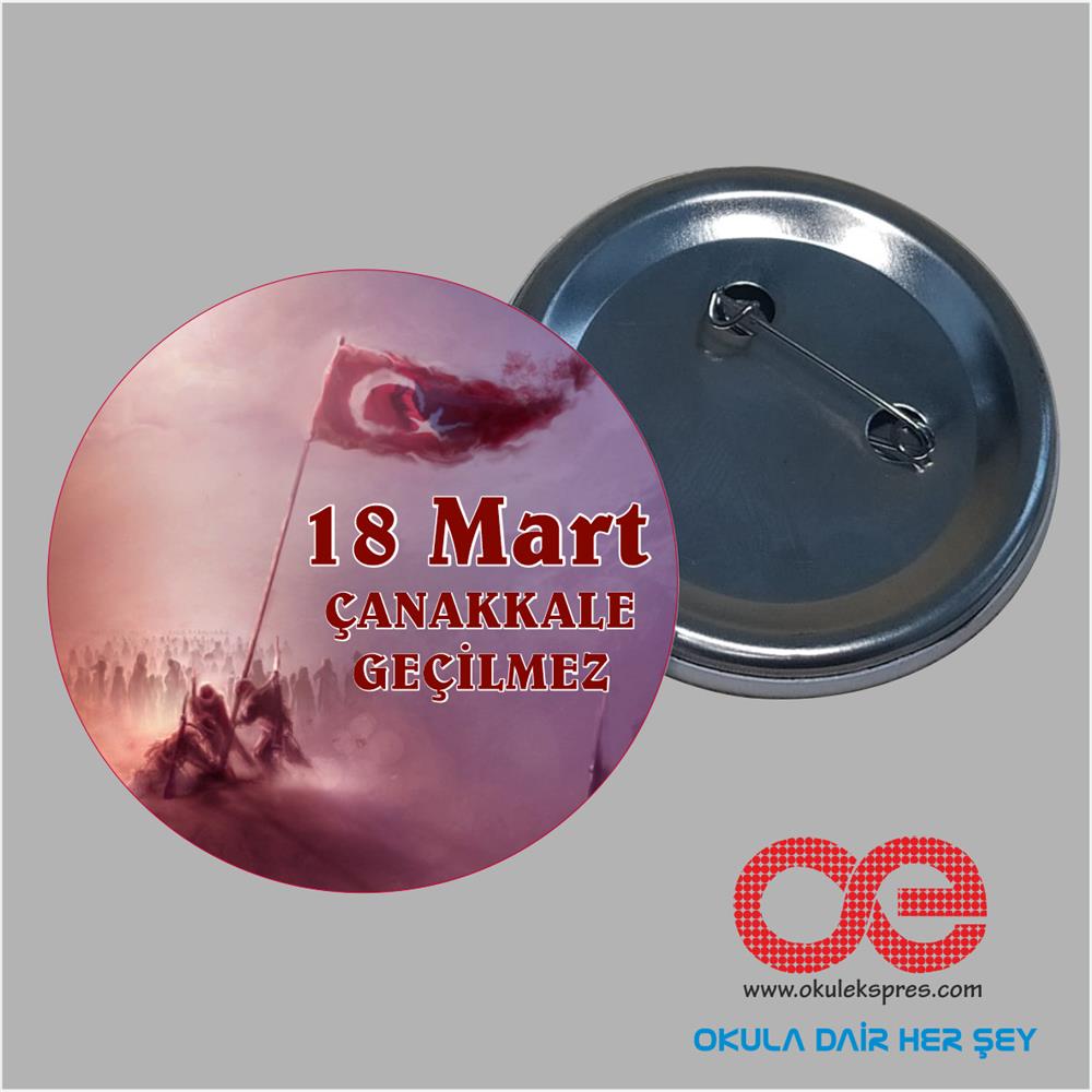 18 Mart Temalı Buton Rozet