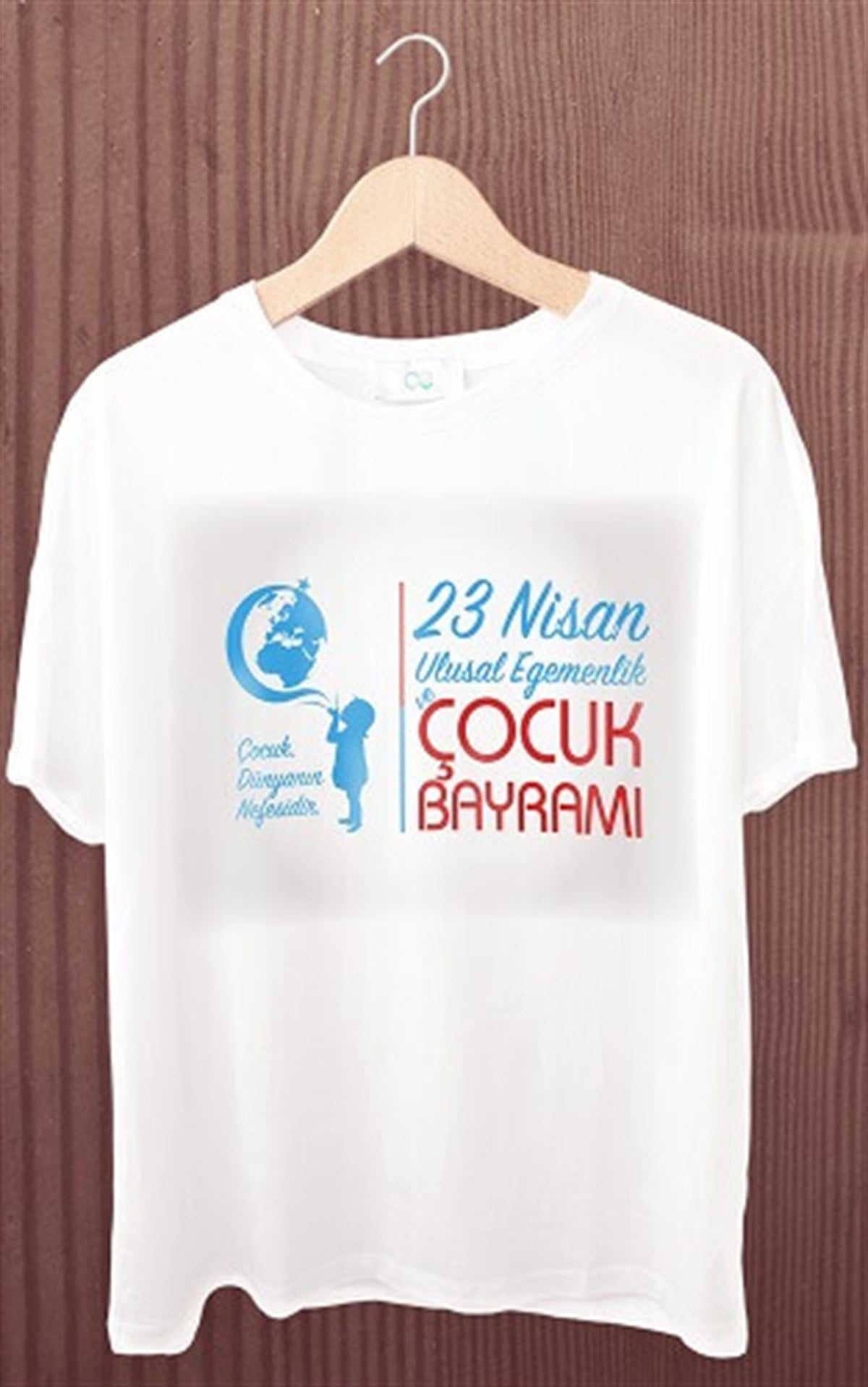 Baskılı Bisiklet Yaka Polyester 23 Nisan Tişört Model 5