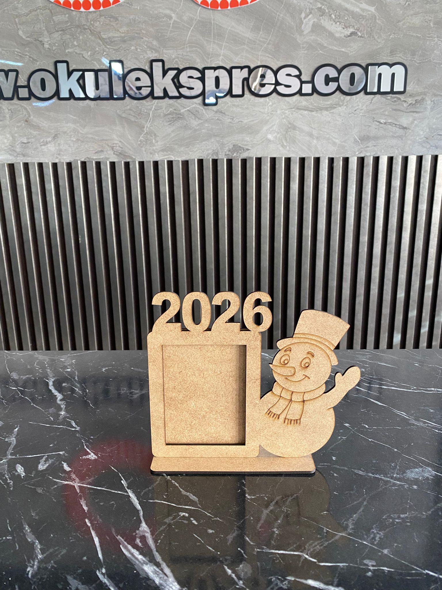 Okulekspres 2026 Kardan Adam Ahşap Boyama Resim Çerçeve