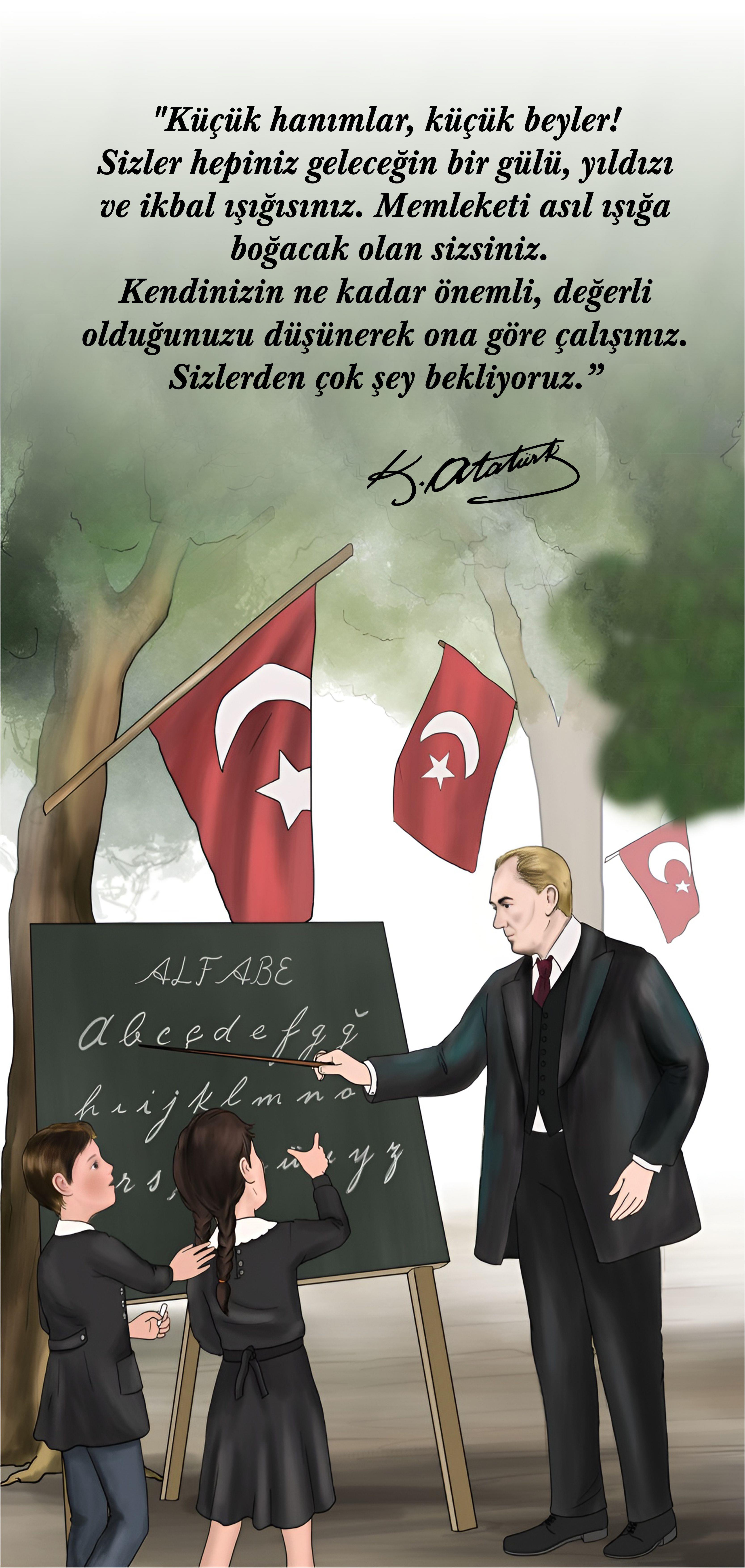 Okulekspres Atatürk ve Çocuk 3 Kapı Giydirme