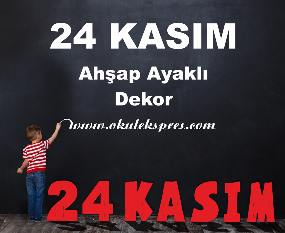 24 KASIM KIRMIZI temalı öğretmenler günü Ahşap Dekor