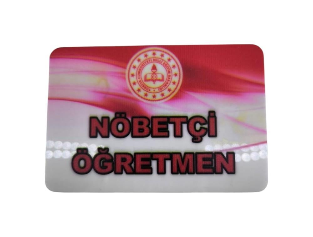 Okulekspres UV Baskılı  Öğretmen Nöbetçi Yaka Kartı | 9x6 cm Dayanıklı ve Şık Tasarım