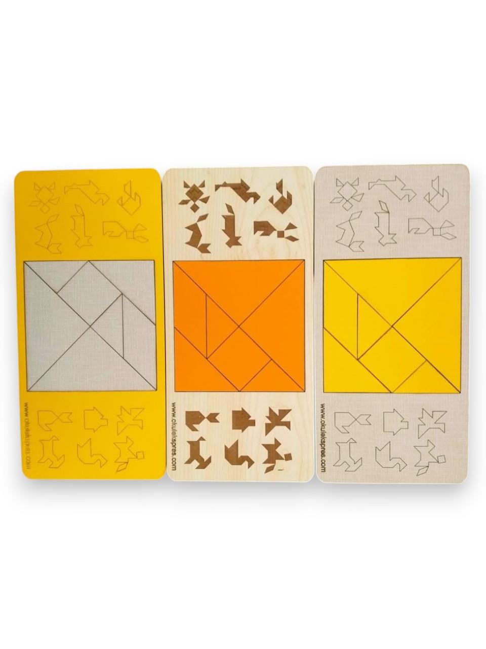 Ahşap Tangram Zeka Oyunu Eğitici Çocuk Oyunu Oyuncak Şekilleri Öğreniyorum