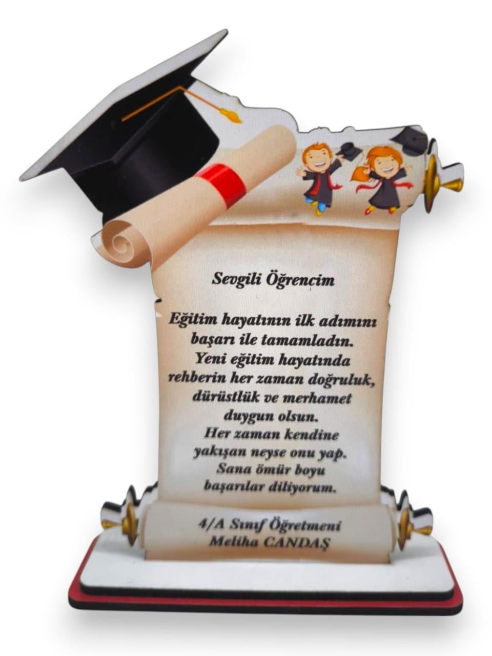 Okulekspres Kişiye Özel Mezuniyet Hatıra Plaketi – Renkli Ahşap Lazer Kesim Özel Tasarım, Eğlenceli Mezuniyet Hatırası Karne Hediyesi  Öğrenci İçin Mezuniyet Hediyesi