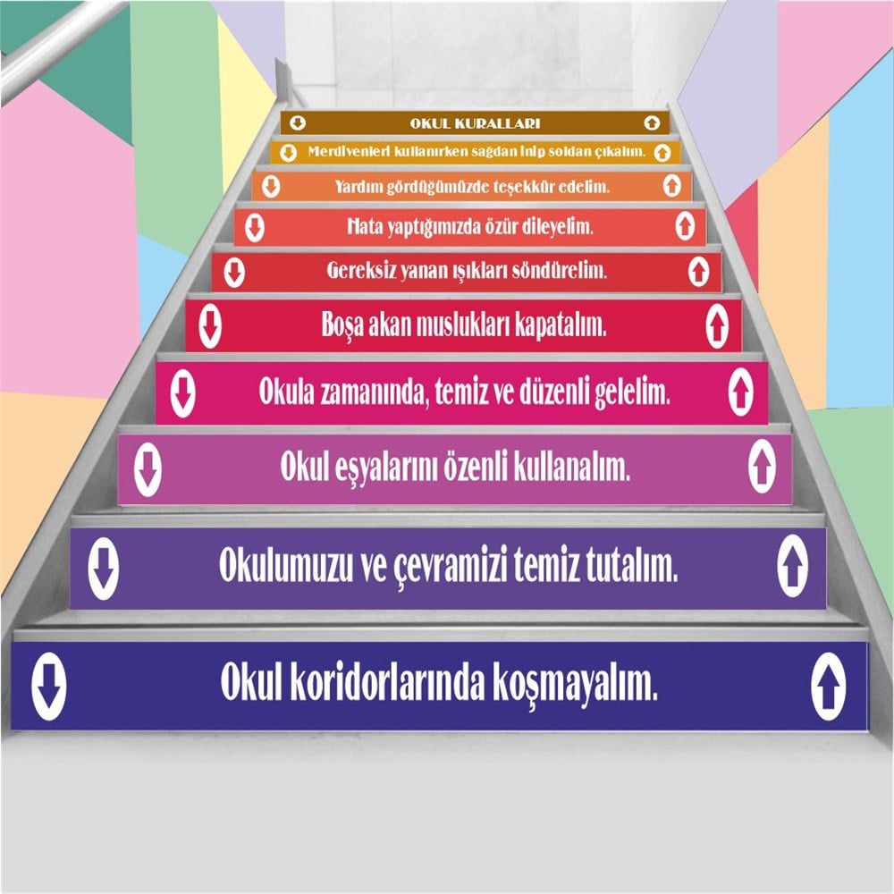Okul Kuralları Merdiven Yazıları