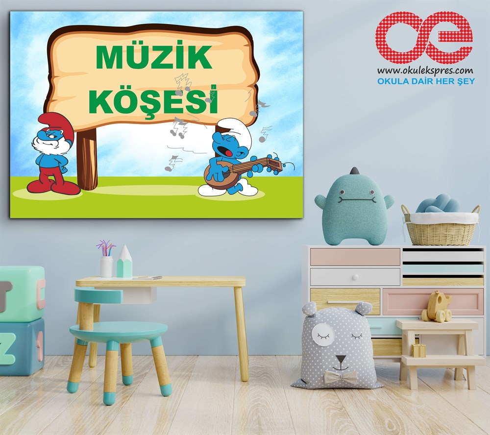 4-Müzik  Köşesi Şirinler Poster- Afiş.
