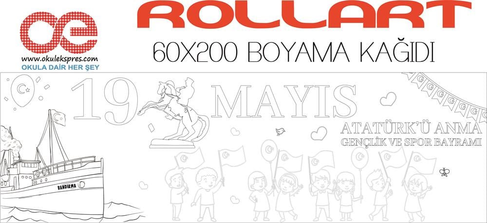 Rollart 19 Mayıs Temalı Dev Boyama Kağıdı 