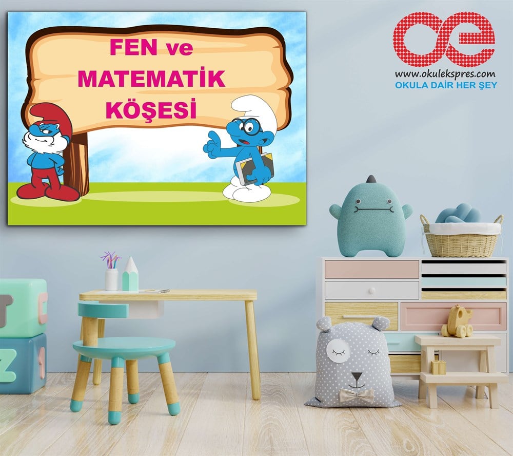 3-Fen ve Matematik Köşesi Şirinler Poster- Afiş.