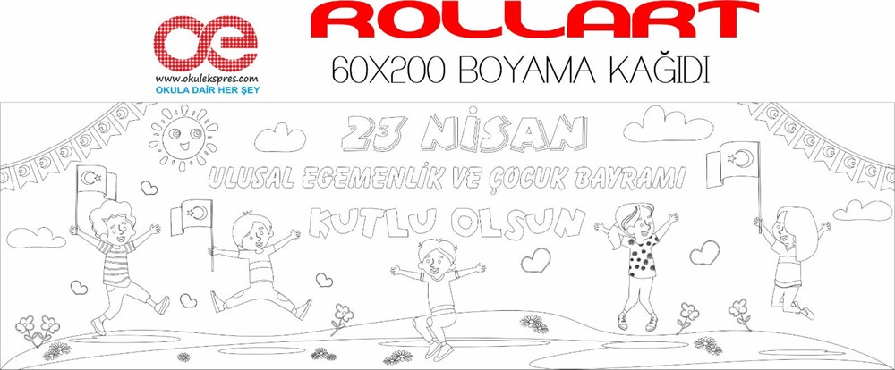 Rollart 23 Nisan Temalı Dev Boyama Kağıdı 