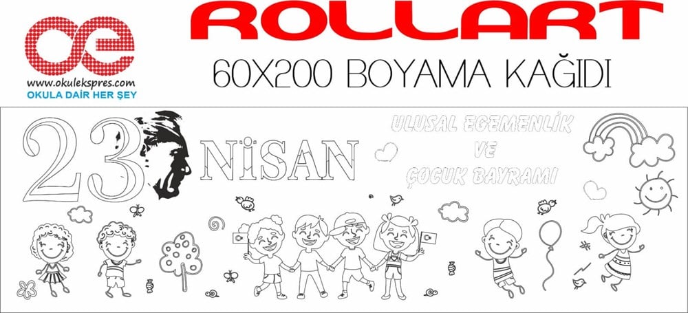 Rollart 23 Nisan Temalı Dev Boyama Kağıdı 