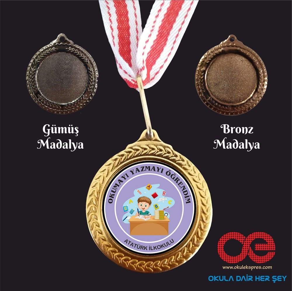 Okumayı Yazmayı Öğrendim Temalı Süblimasyon Baskılı Madalya 