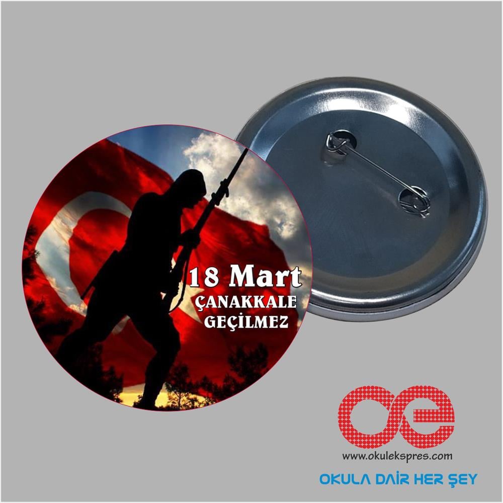 18 Mart Temalı Buton Rozet