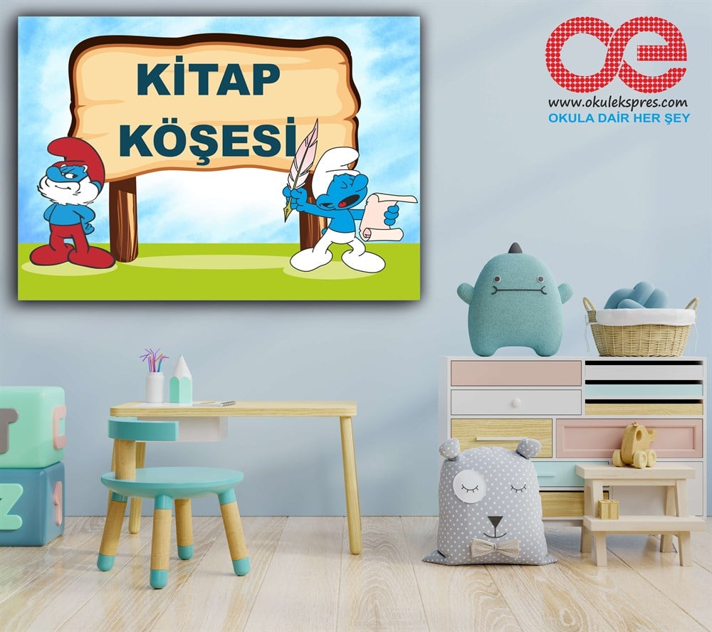 1-Kitap Köşesi Şirinler Poster- Afiş.