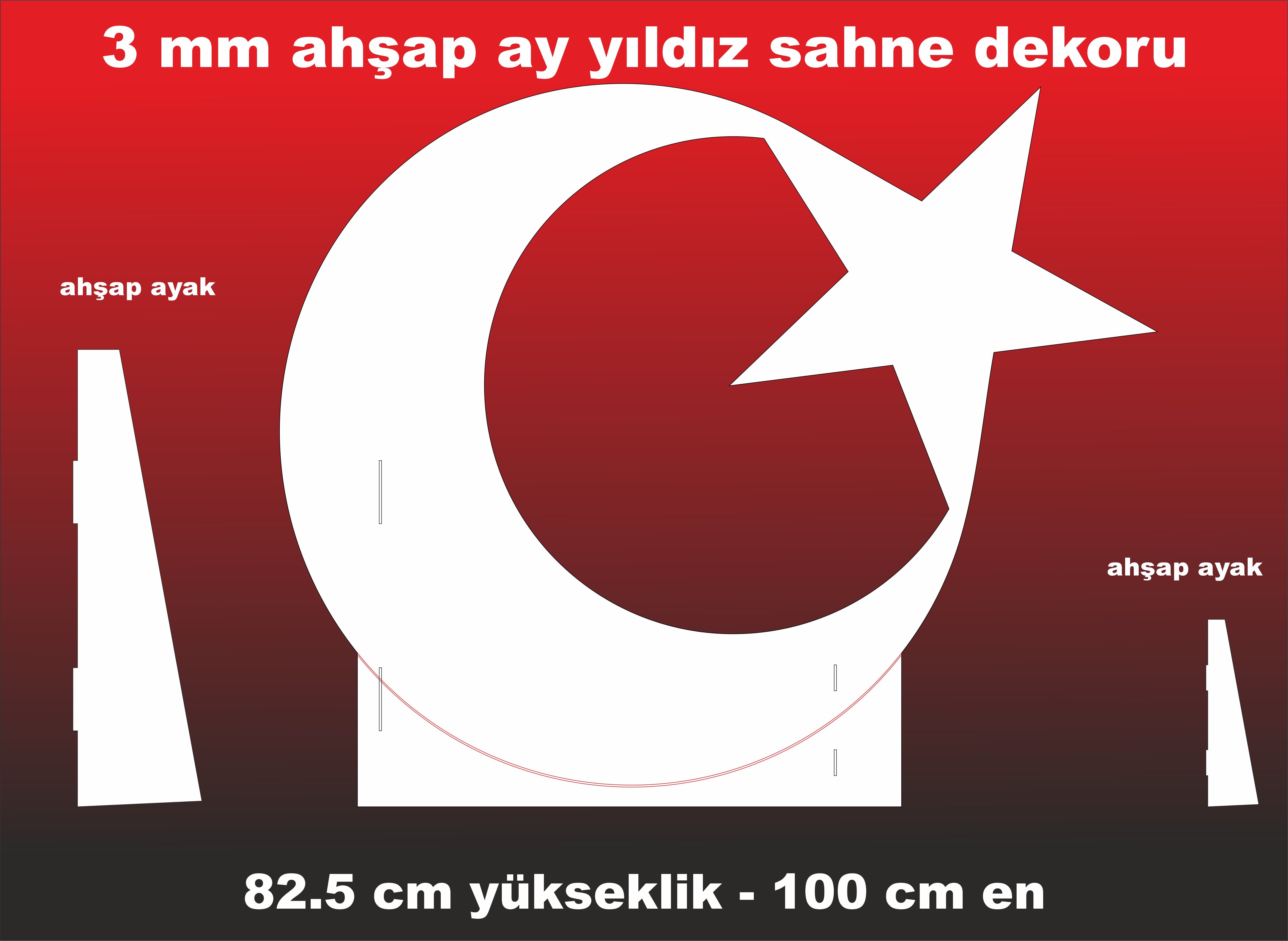 AY YILDIZ 3 mm AHŞAP SAHNE DEKORU (AYAKLI) 82 X 100 cm