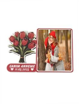Okulekspres Anneler Günü Temalı Çiçekli Ve Fotoğraflı  Tasarım Magnet – MDF Üzeri UV Baskılı Hediye