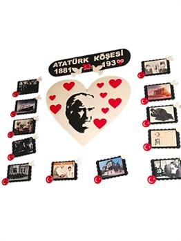 Okulekspres Kalpli Atatürk Köşesi – 1x1 m Keçe Pano, Türk Bayrağı ve Atatürk Silüeti ile Milli Değerlerimizi Yansıtan Anlamlı Tasarım