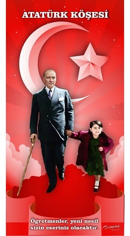 Anaokulu Atatürk Köşesi Folyo (Yapışkanlı Etiket) 65 x130 Özel Ölçü