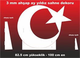 AY YILDIZ 3 mm AHŞAP SAHNE DEKORU (AYAKLI) 82 X 100 cm