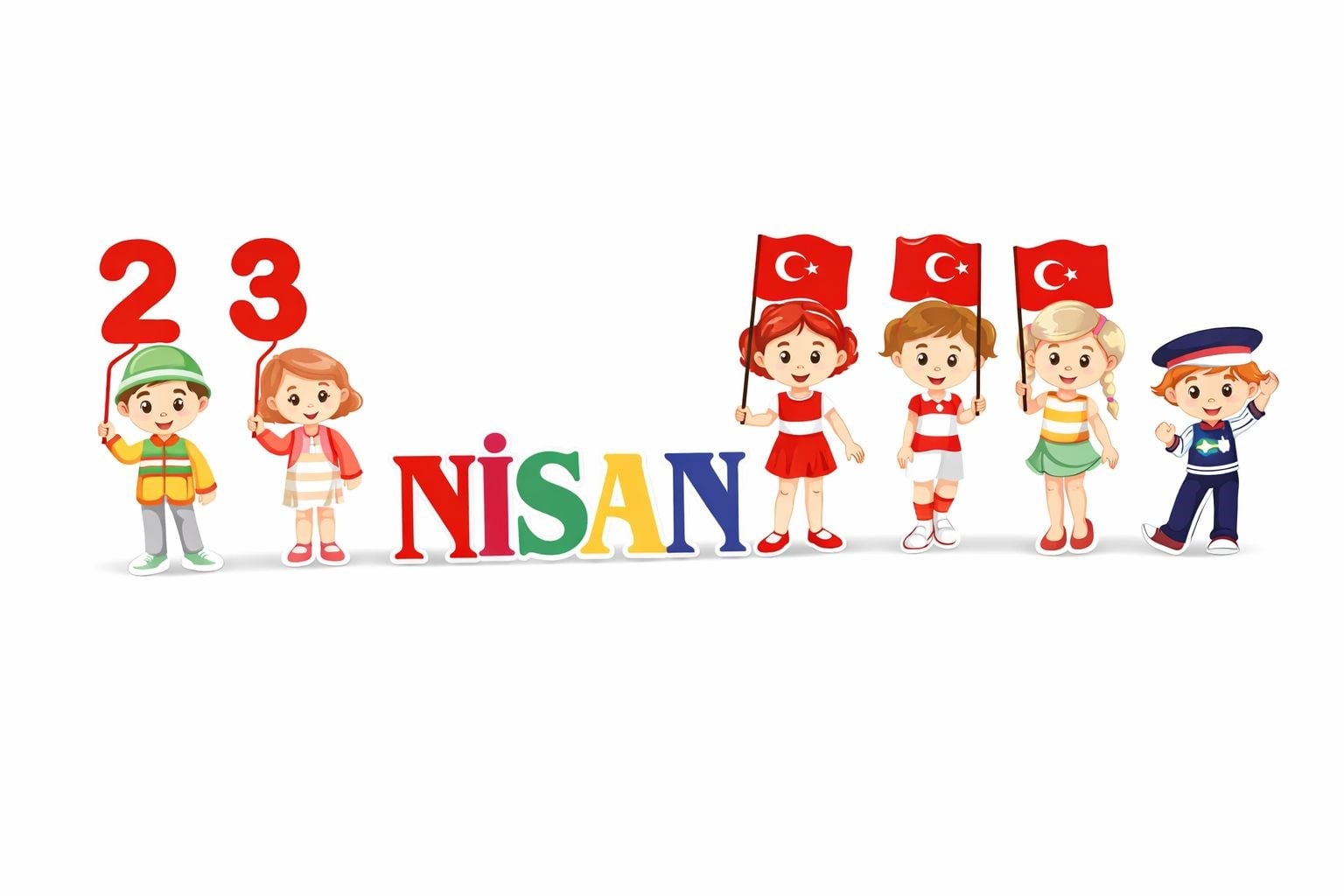 Okulekspres 23 Nisan Temalı Ahşap Dekor  Maket Çocuklar – 45x250 cm | Çocuk Bayramı İçin Renkli Dekor Hatıra Fotoğraf Köşesi