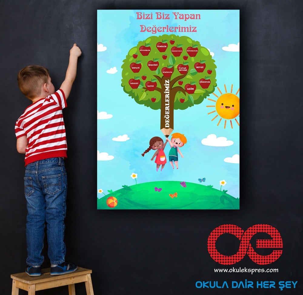 3-Değerlerimiz  Anaokulu- İlkokul Poster-Afiş.