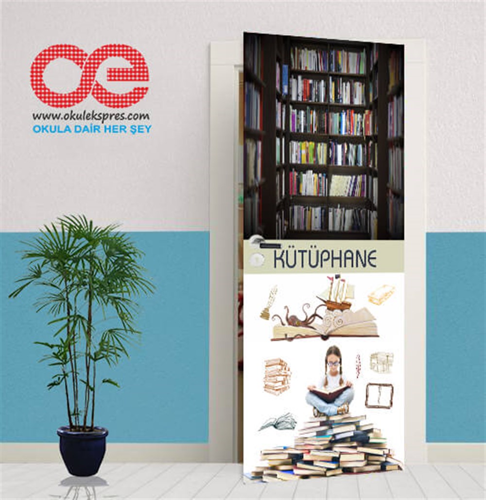 Kütüphane 7 Kitap Kapı Giydirme