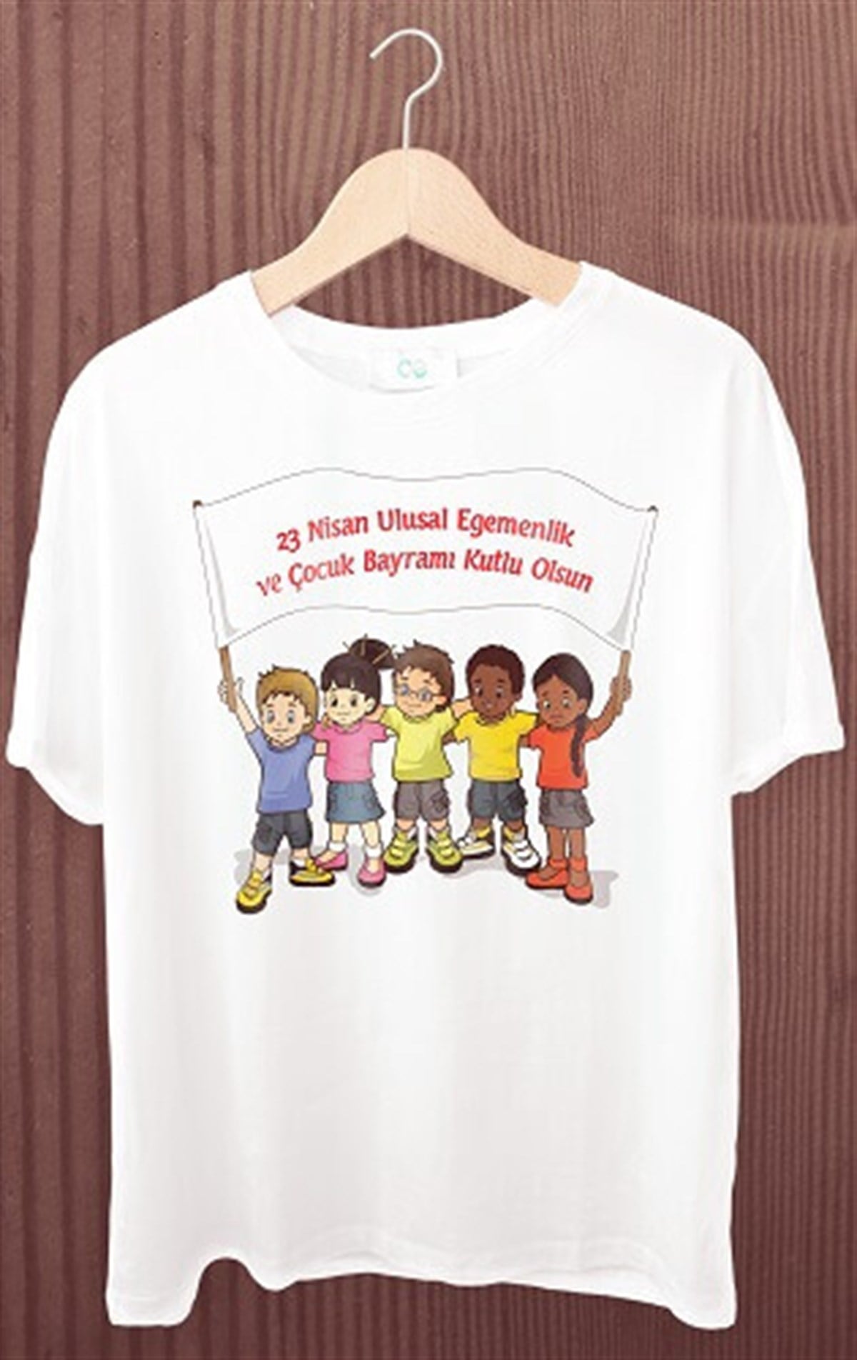 Baskılı Bisiklet Yaka Polyester 23 Nisan Tişört Model 4