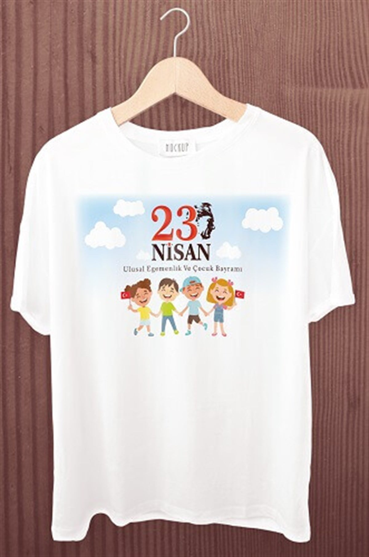 Baskılı Bisiklet Yaka Polyester 23 Nisan Tişört Model 1