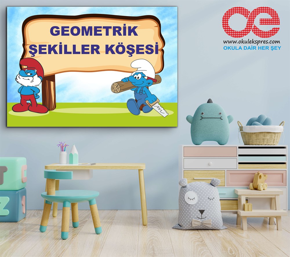 6-Geometrik Şekiller Köşesi Şirinler Poster- Afiş.