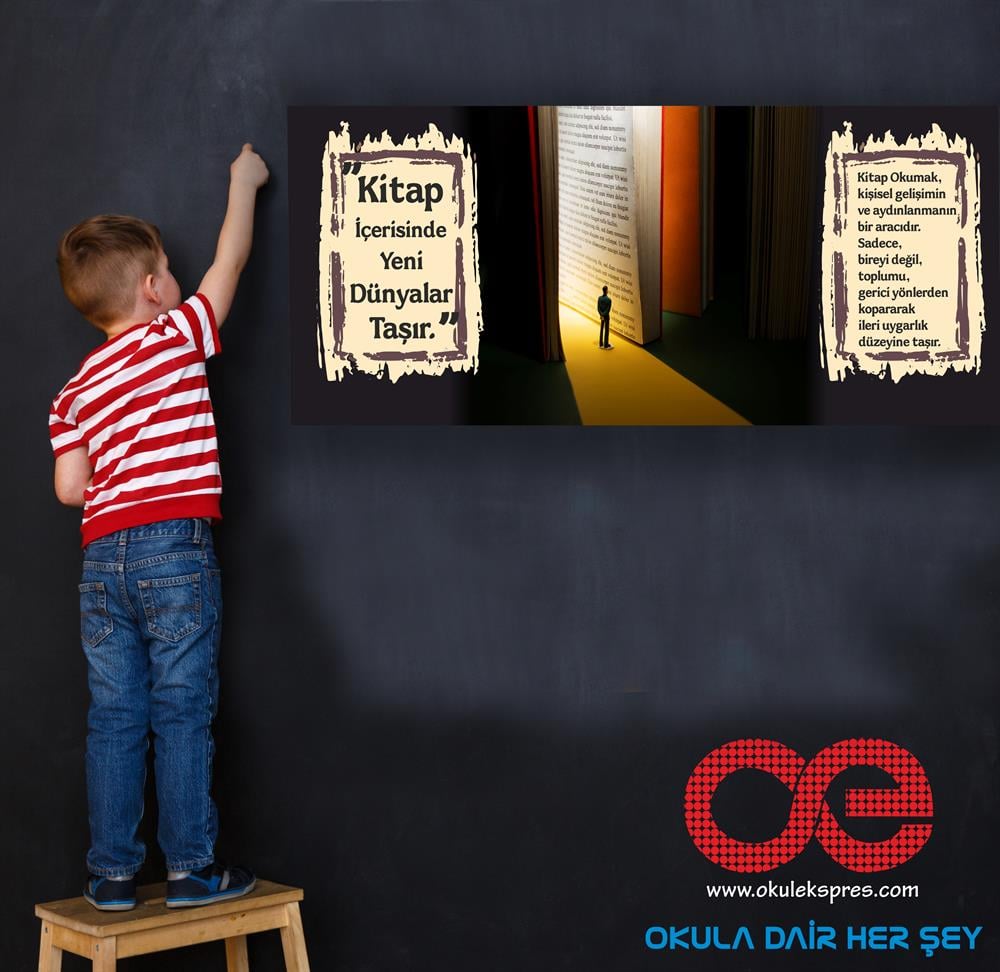 Kitap İçerisinde Yeni Dünyalar Taşır Afiş Poster