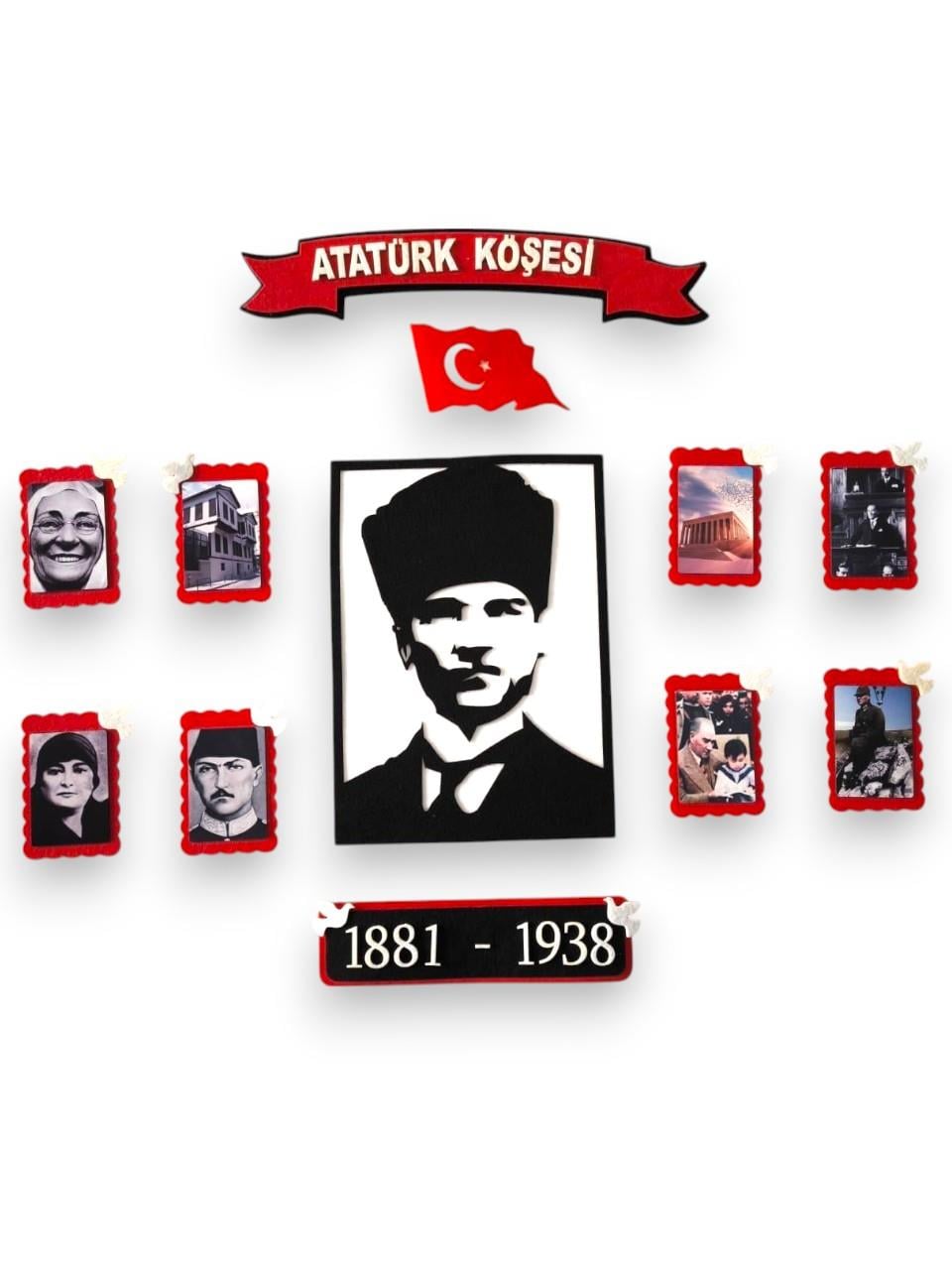 Okulekspres Atatürk Köşesi – 1x1 m Keçe Pano, Türk Bayrağı ve Atatürk Silüeti ile Milli Değerlerimizi Yansıtan Anlamlı Tasarım