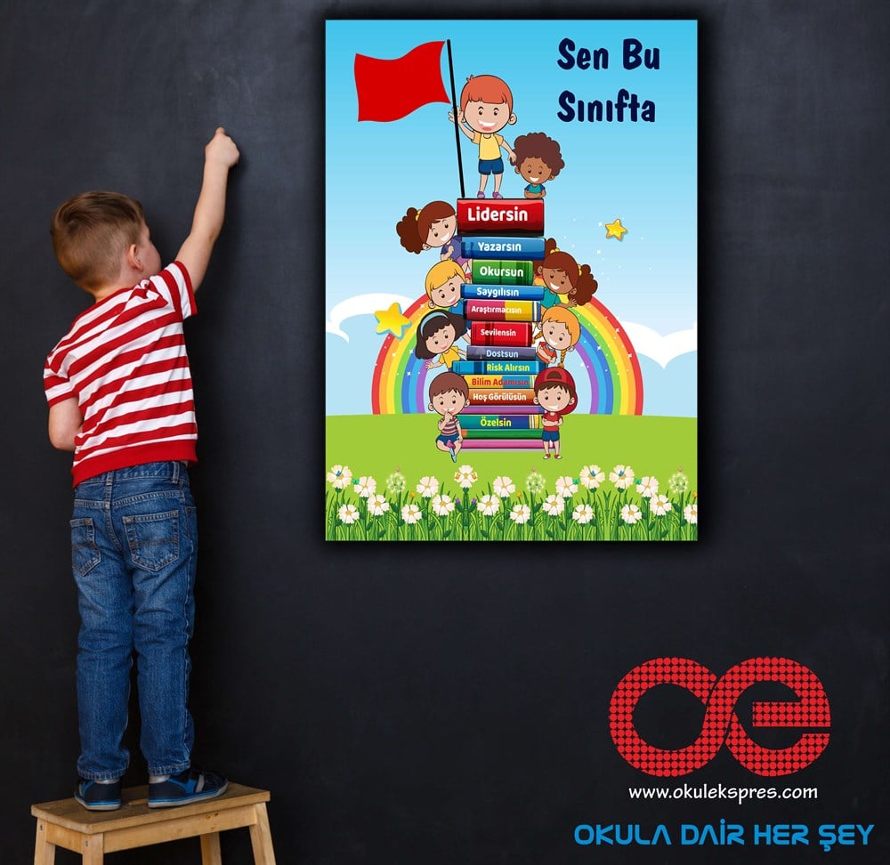 1-Sen Bu Sınıfta LİDERSİN Anaokulu- İlkokul Poster-Afiş.