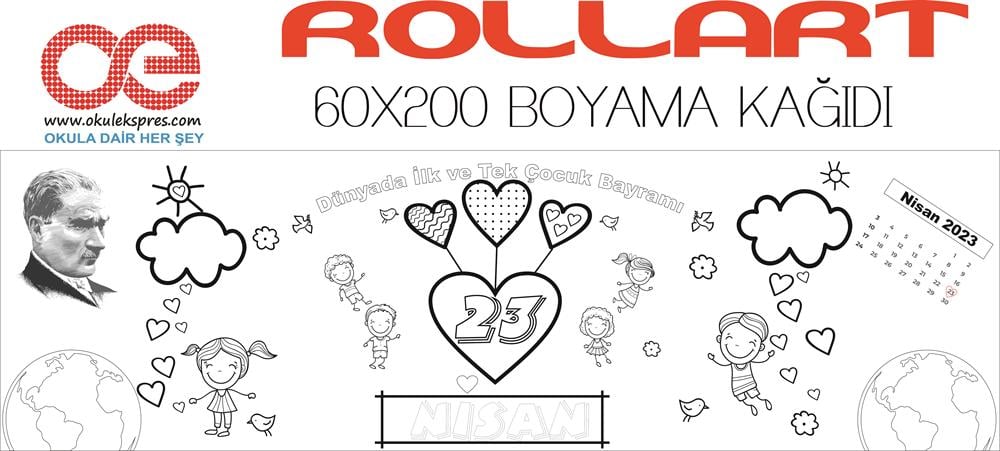 Rollart 23 Nisan Temalı Dev Boyama Kağıdı 