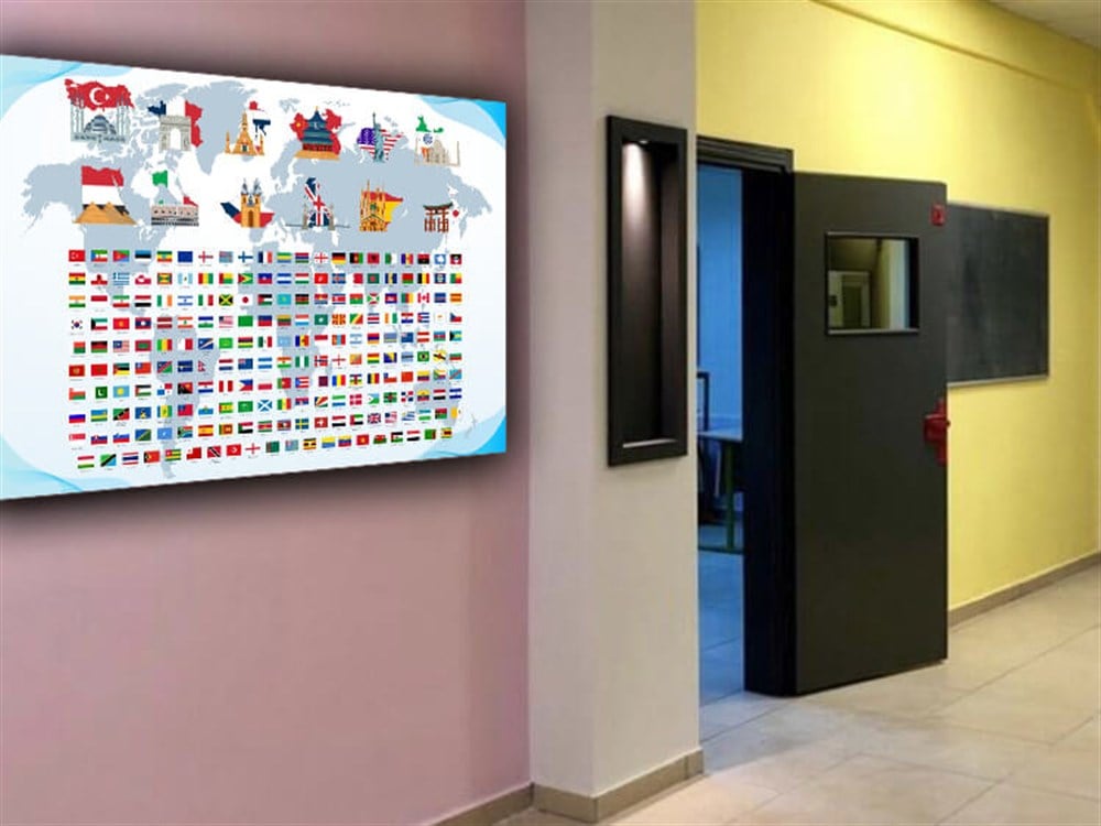 İngilizce Ülkeler ve Bayraklar Poster Afiş
