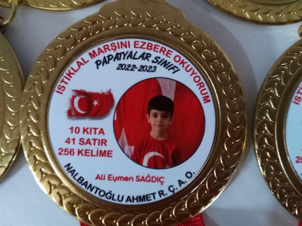 İstiklal Marşı Ezbere Okuyorum Temalı Dijital Baskılı Madalya 