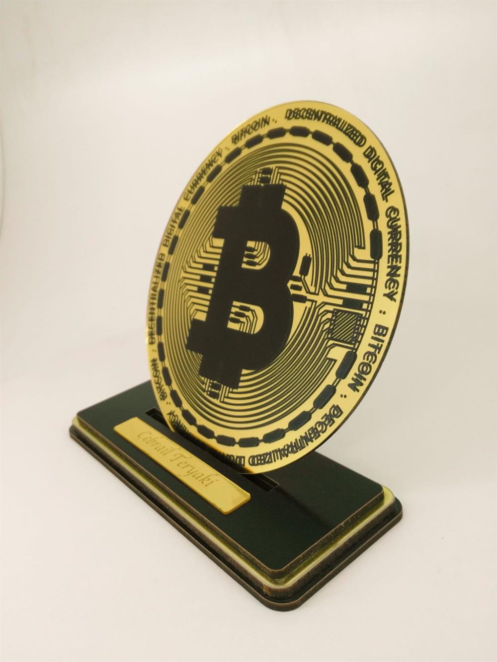 Bitcoin Para Kişiye Özel İsmli Masa Üzeri Dekor 20x20 cm