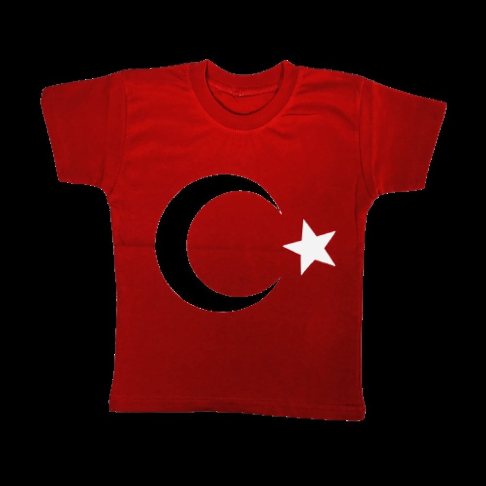 Ay Yıldız Bayrak Baskılı Töşört 4-8 Yaş