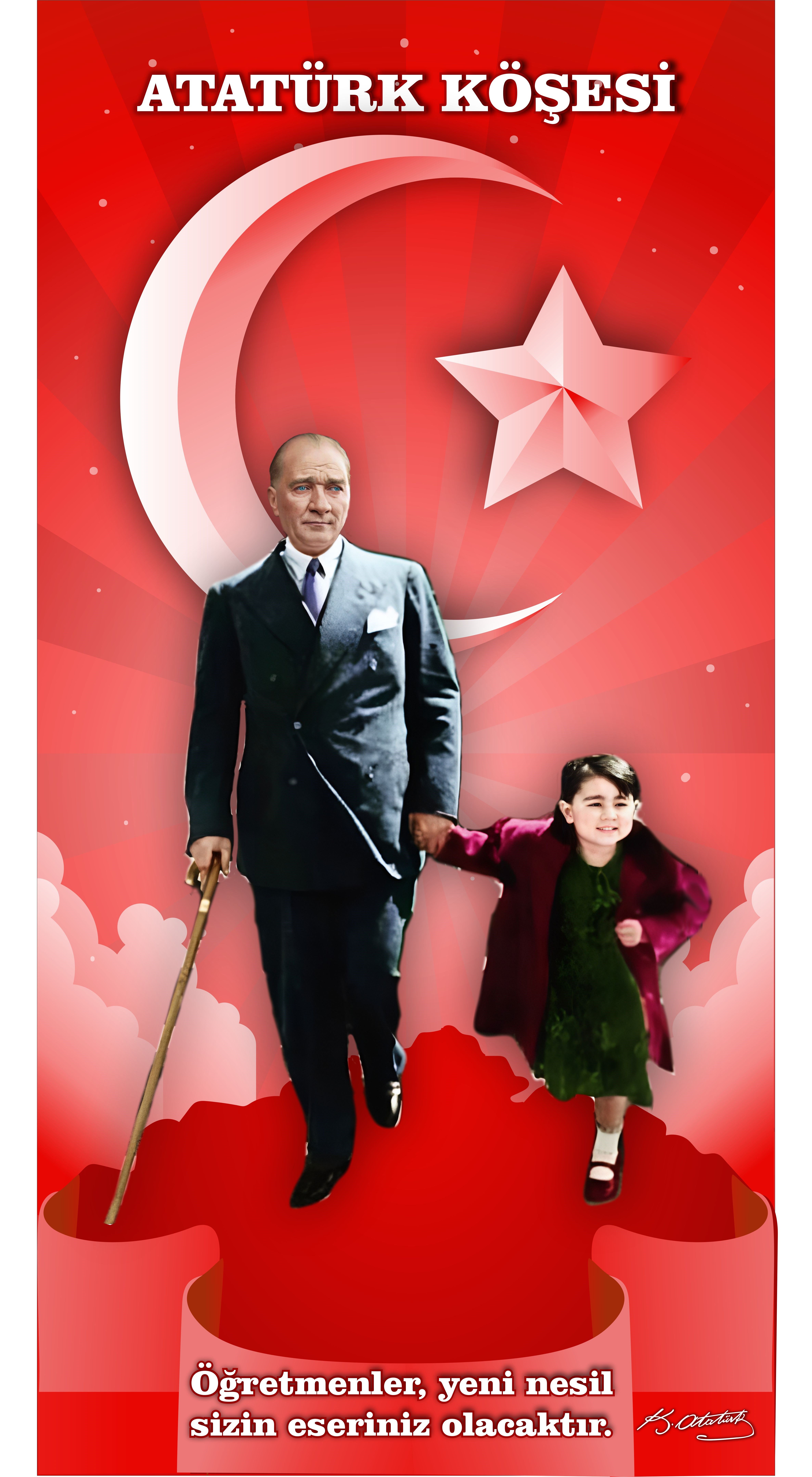 Anaokulu Atatürk Köşesi Folyo (Yapışkanlı Etiket) 65 x130 Özel Ölçü