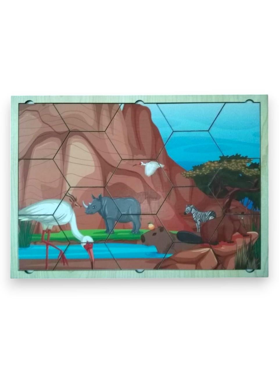 Okulekspres Çocuklar İçin Eğitici Ahşap Puzzle | 20x20 cm MDF  Hayvan Figürlü Yapboz