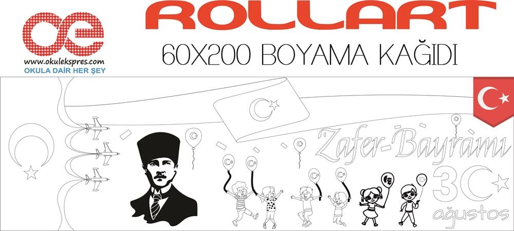 Rollart 30 Ağustos Temalı Dev Boyama Kağıdı 