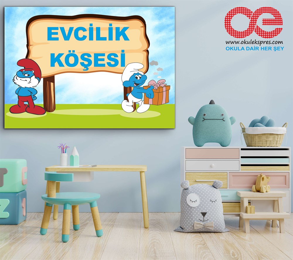 2-Evcilik Köşesi Şirinler Poster- Afiş.