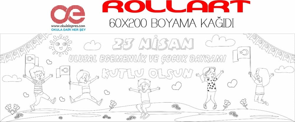 Rollart 23 Nisan Temalı Dev Boyama Kağıdı 