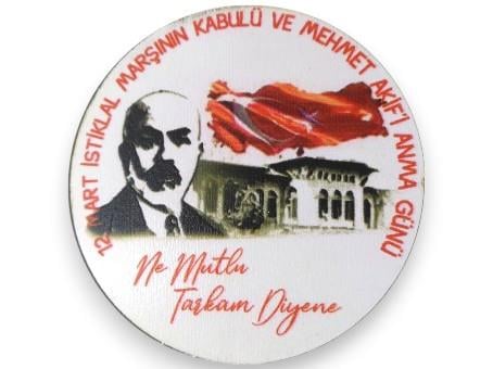 İstiklal Marşının Kabulü Temalı Mdf Buton Rozet
